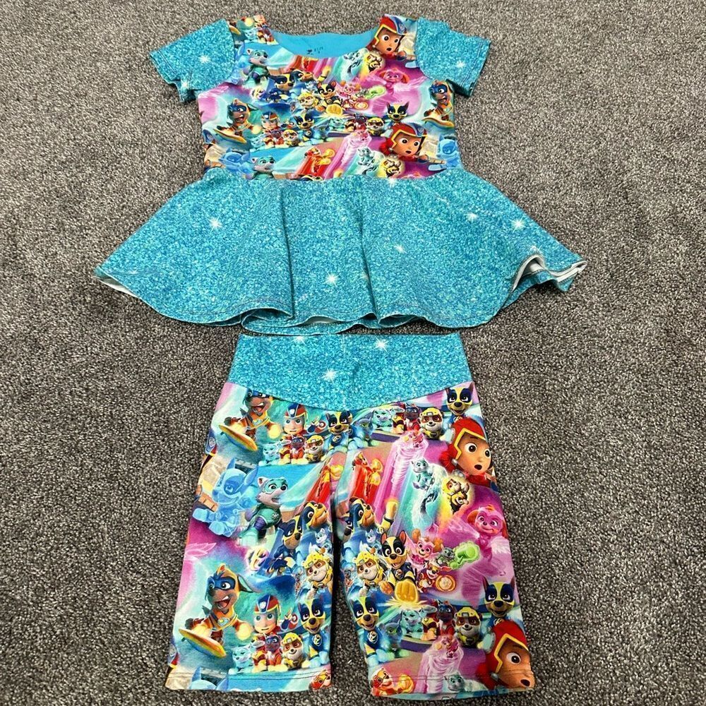 Handmade Paw Patrol Tunic Top and Short Set Outfit Sz 5